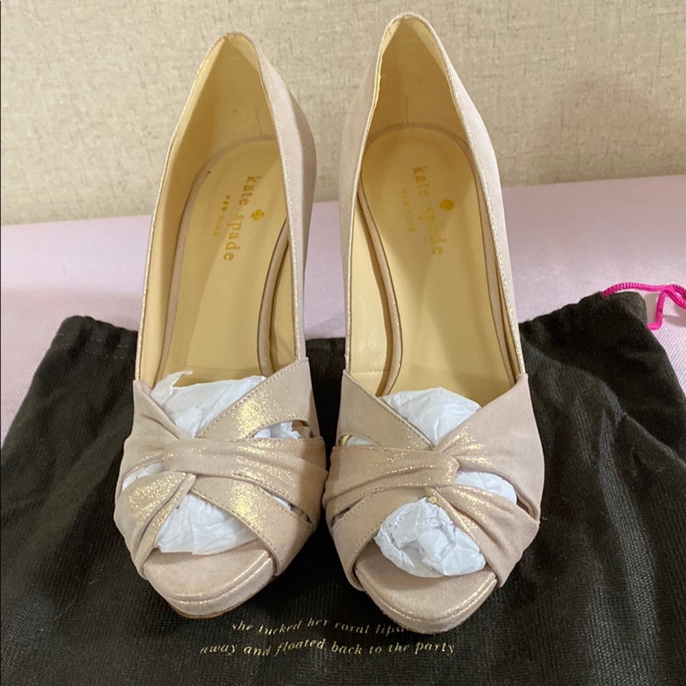 Kate Spade Cream Satin Peep Toe Heels